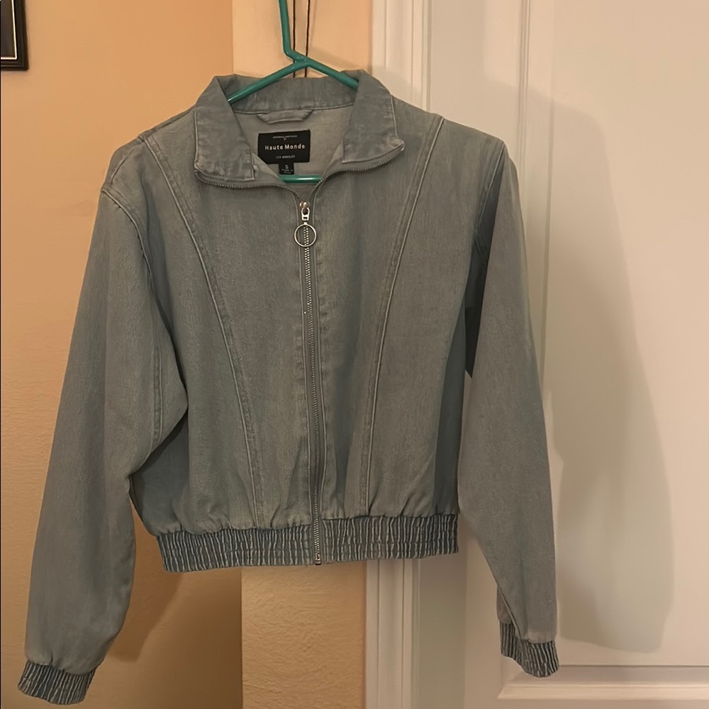 Haute Monde Blue Jean Jacket Cropped Casual Style